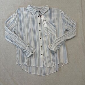 Olive + Oak Anthropologie Striped‎ Button Down Shirt Relaxed Long Sleeve Top XS